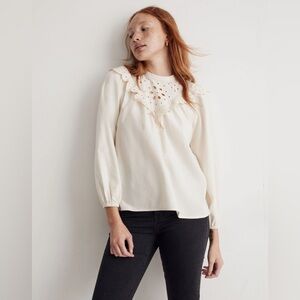 Madewell Embroidered Flannel Mockneck Top NI042 Medium